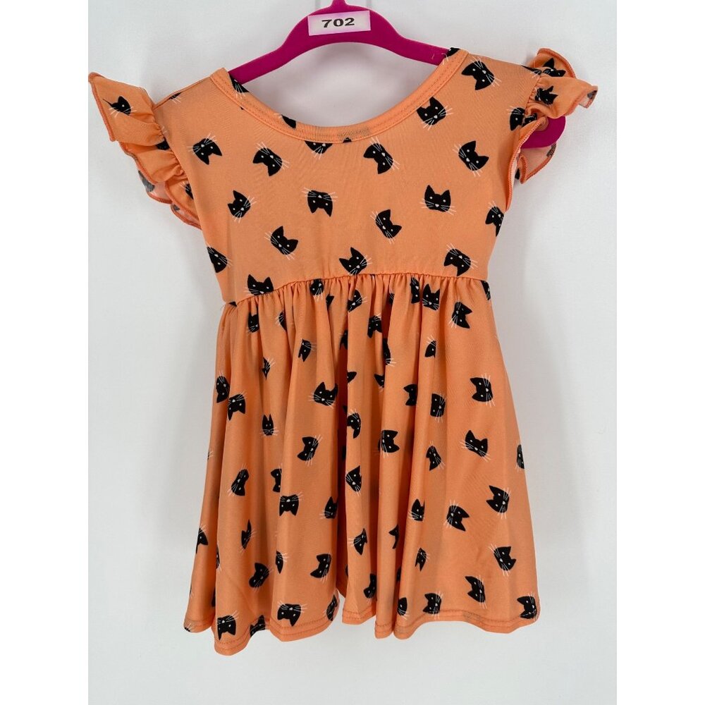 DotDotSmile Girls Dress 6/12 Months Orange with Black Cats New With Tags - Picture 1 of 5